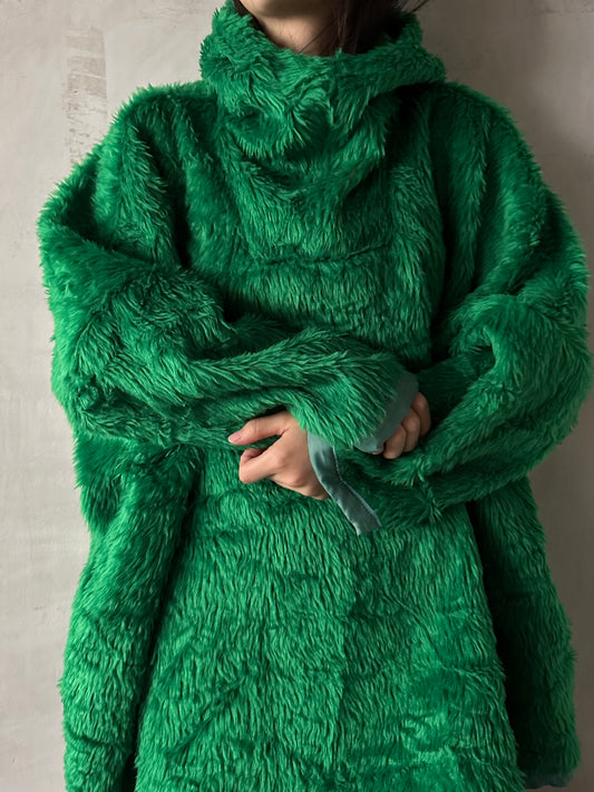 old fur parka / green