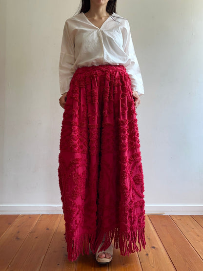 old chenille many tuck pants / ruby