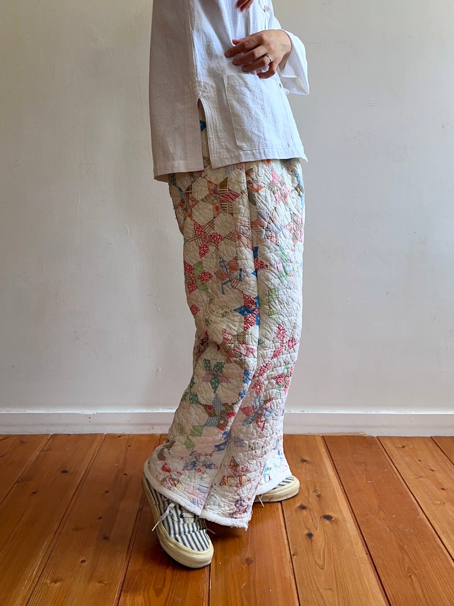 old quilt tuck wide pants