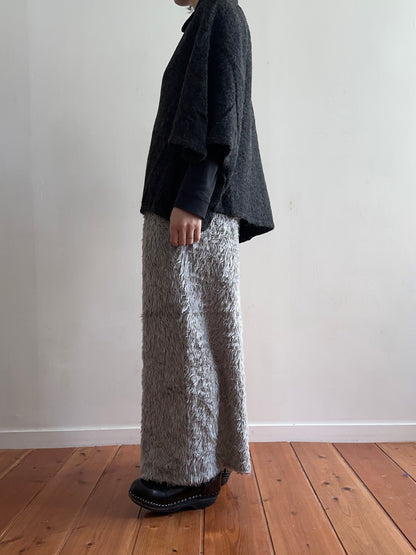 old fur wide pants / silver