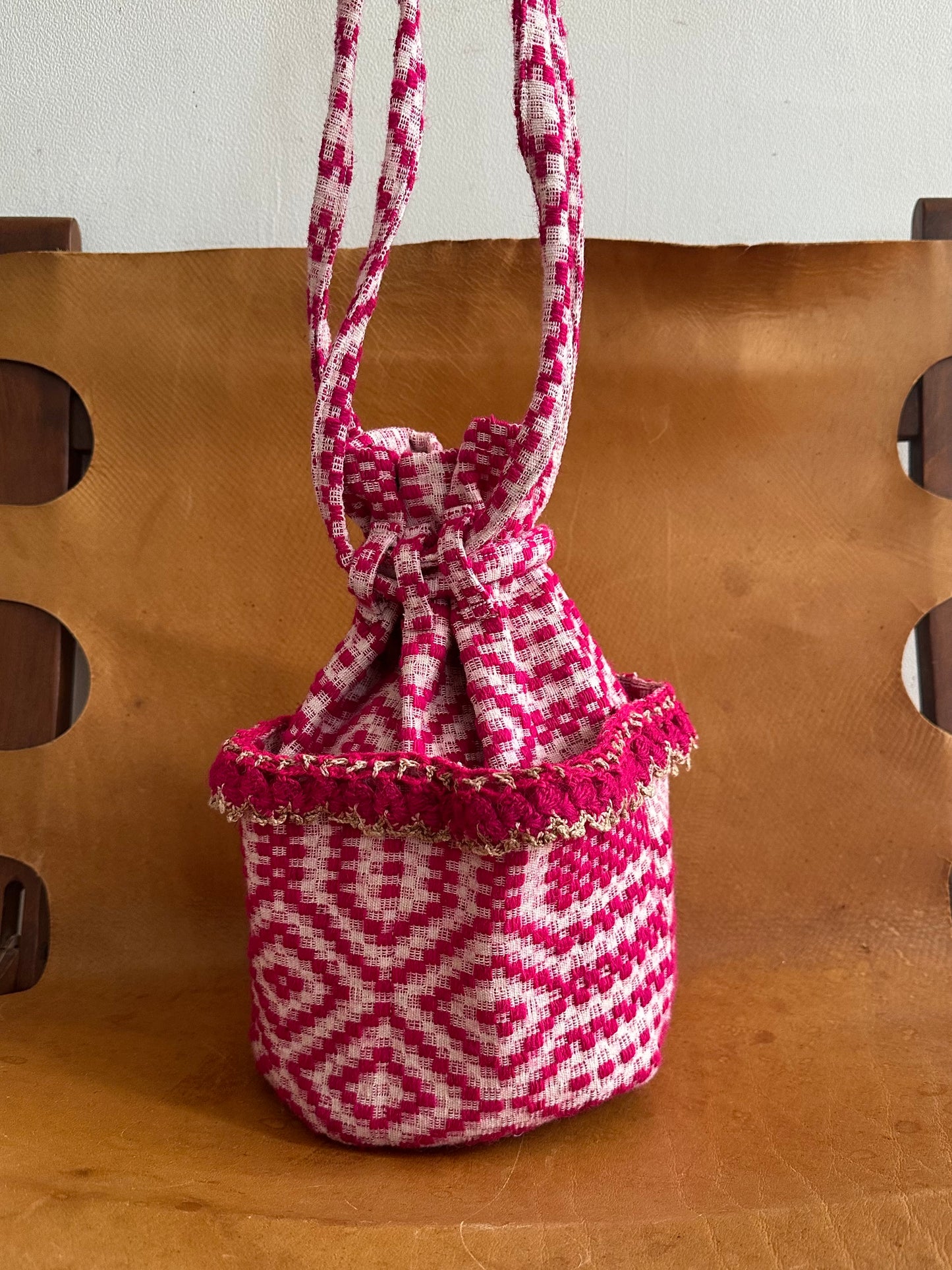 old coverlet pocket bag