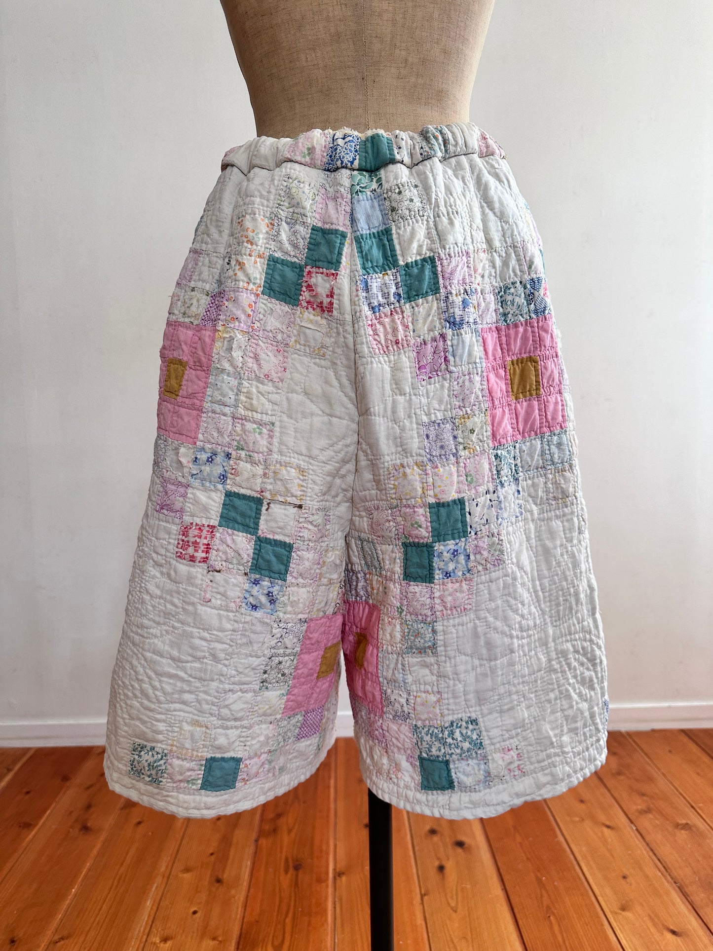 old quilt tuck short pants “boro”