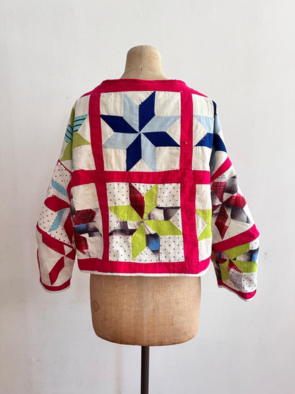 old quilt lantern sleeves short jacket