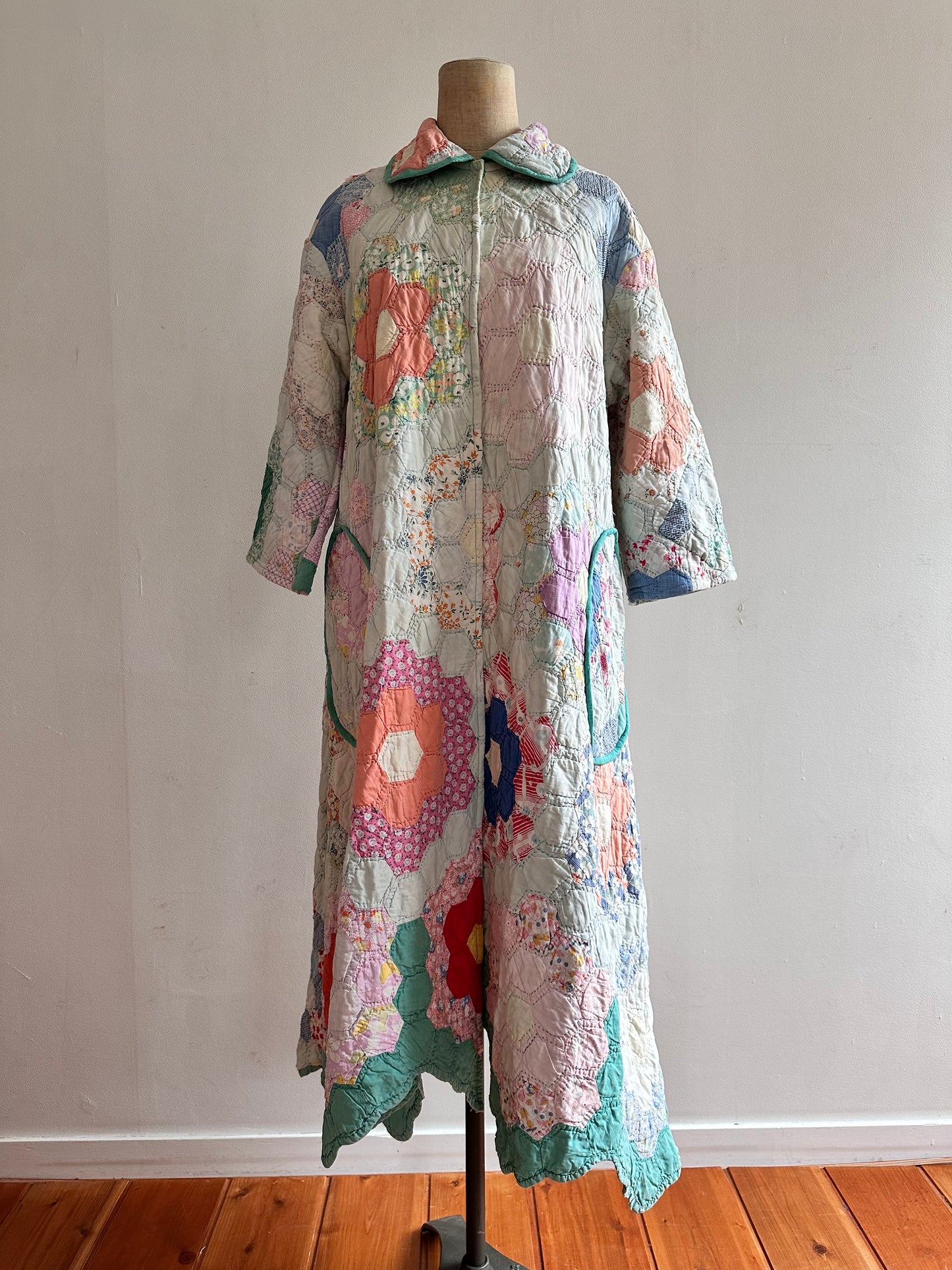 old quilt dress coat