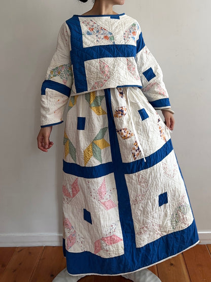 old quilt gather skirt