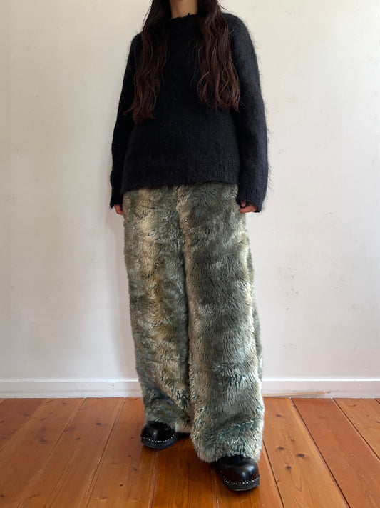 old fur pants / silver×grayish brown