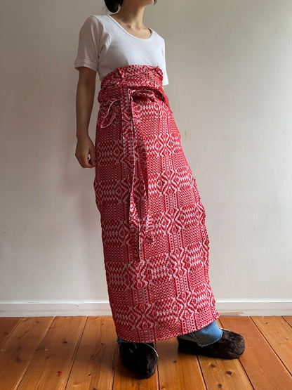 old coverlet wrap long skirt / red