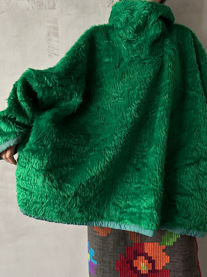 old fur parka / green