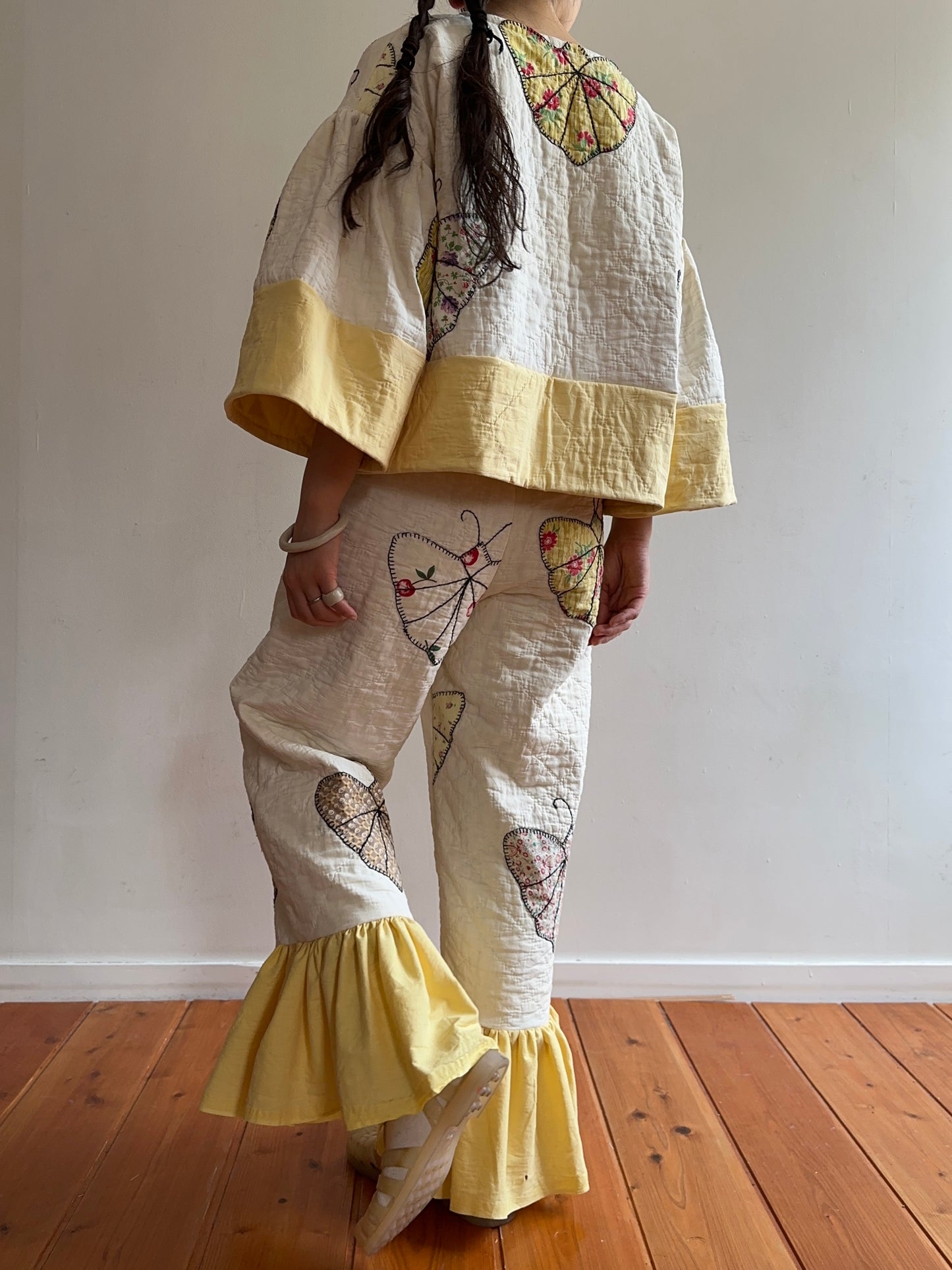 old quilt butterfly frill pants