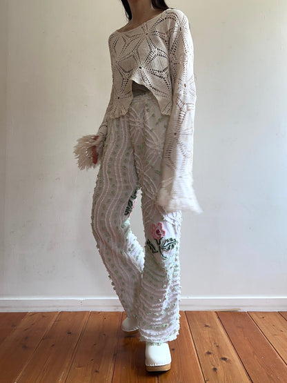 old chenille slim flare pants / muscat