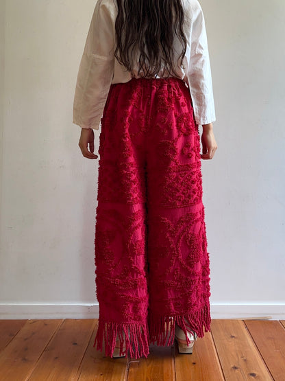 old chenille many tuck pants / ruby