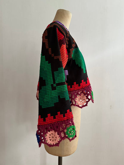 flowers hand stitch short tops