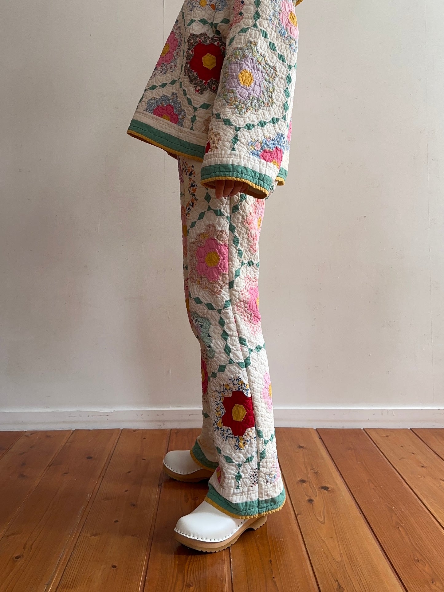 old quilt slim flare pants