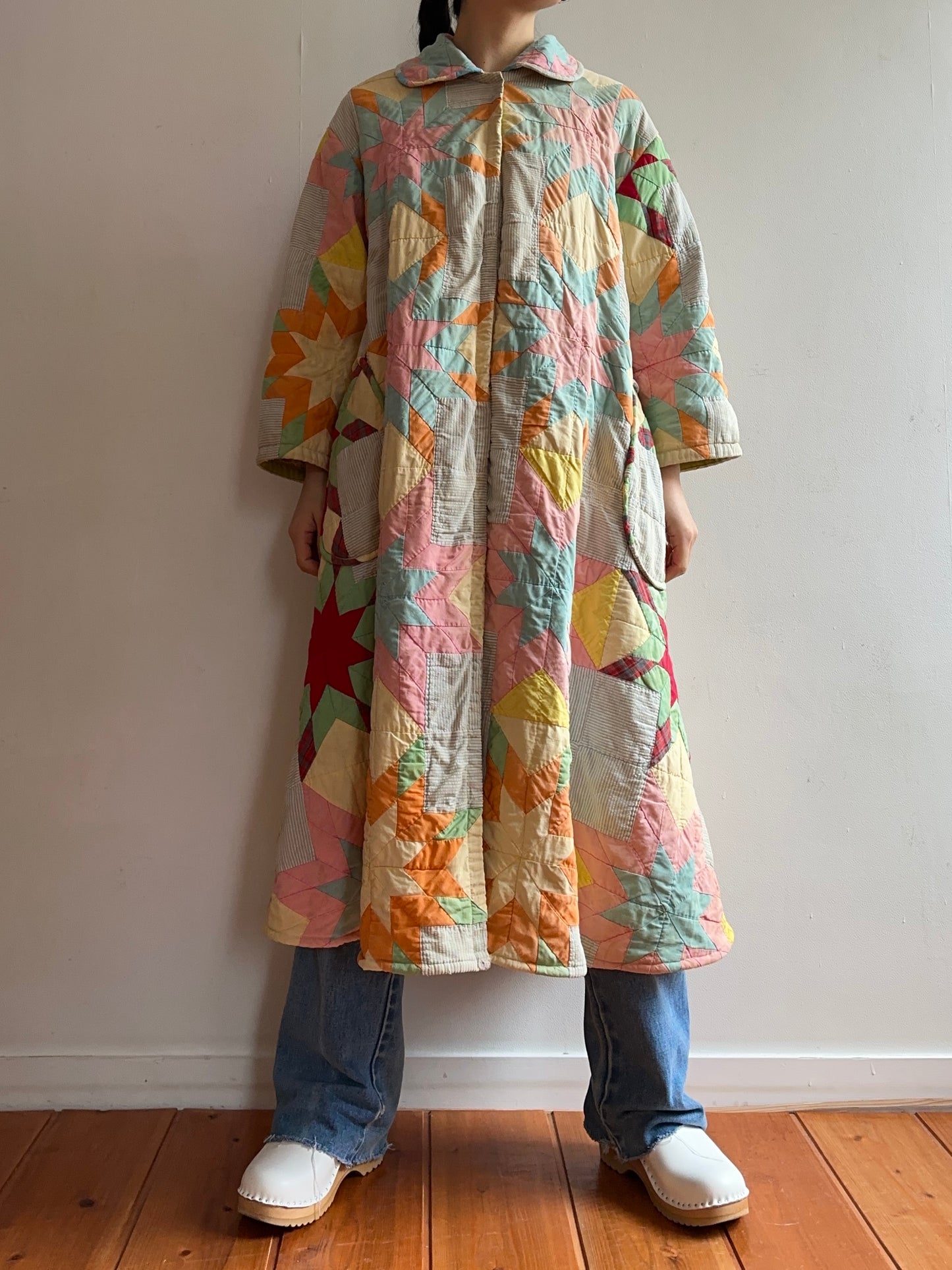 old quilt dress coat