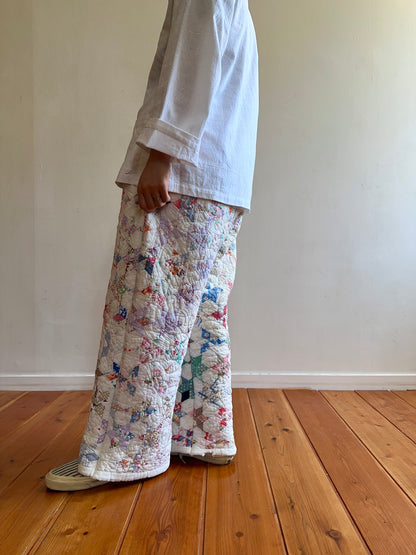old quilt tuck wide pants