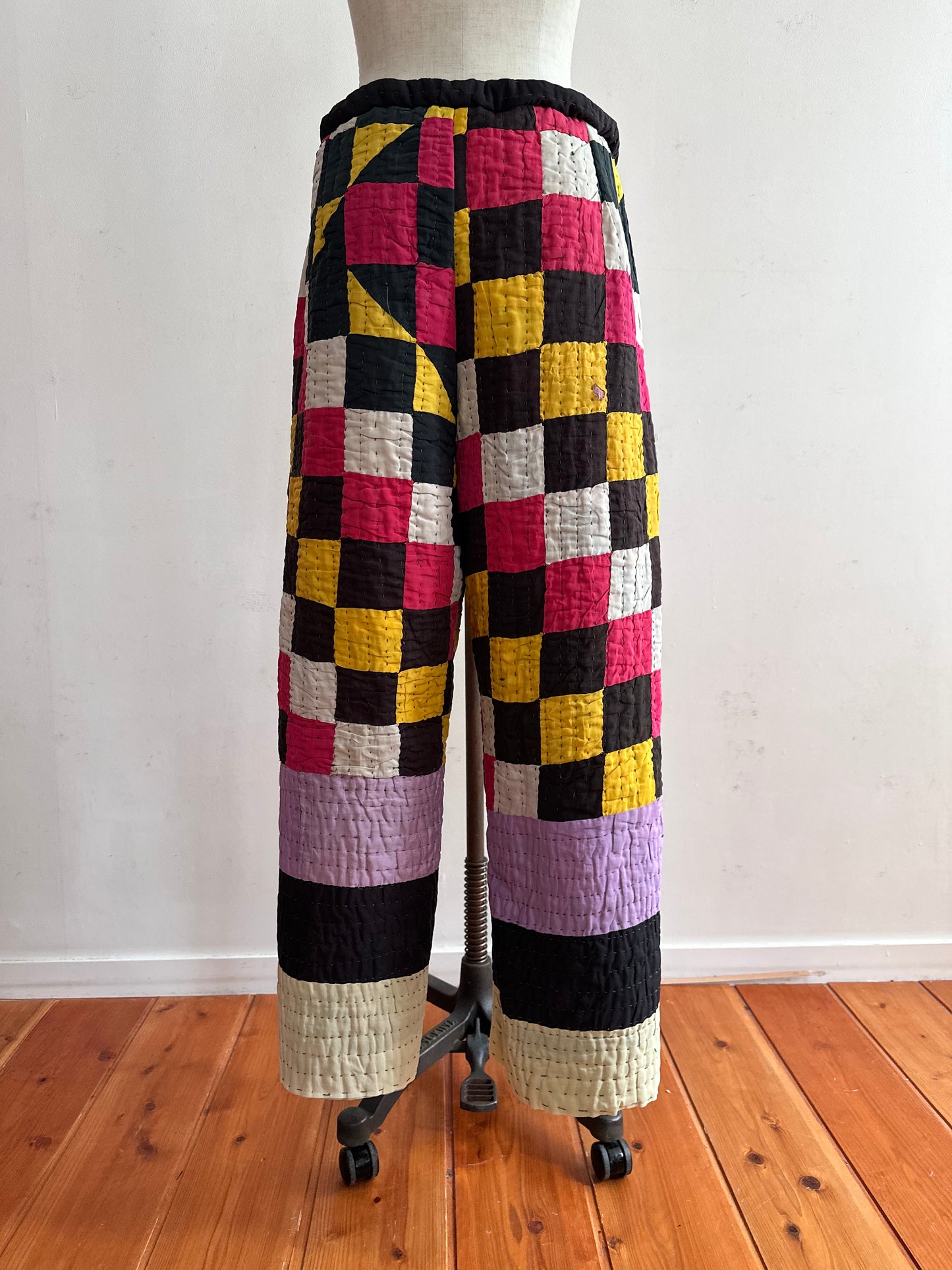 old quilt tuck wide pants