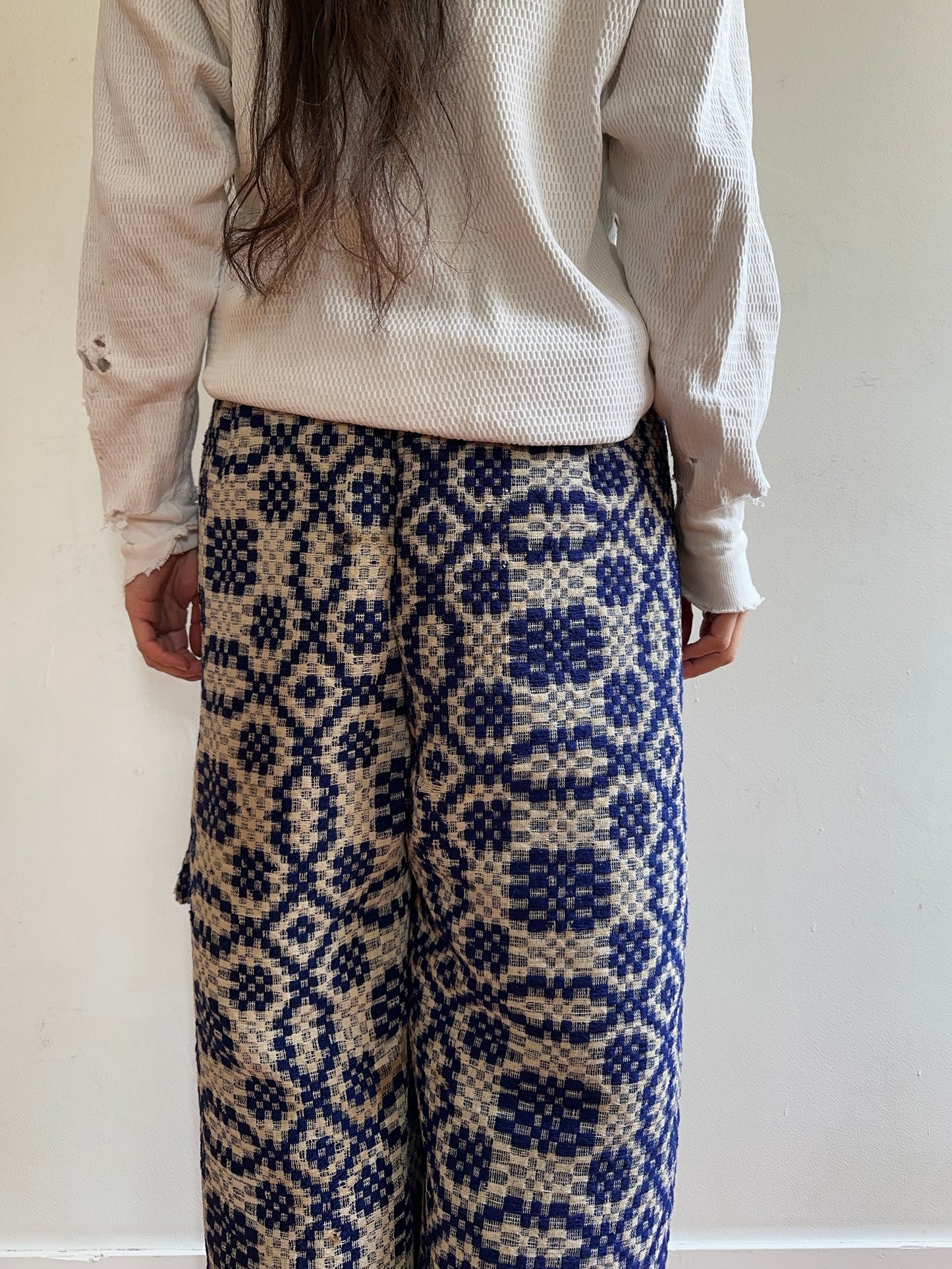 old coverlet wide tuck pants / navy× white