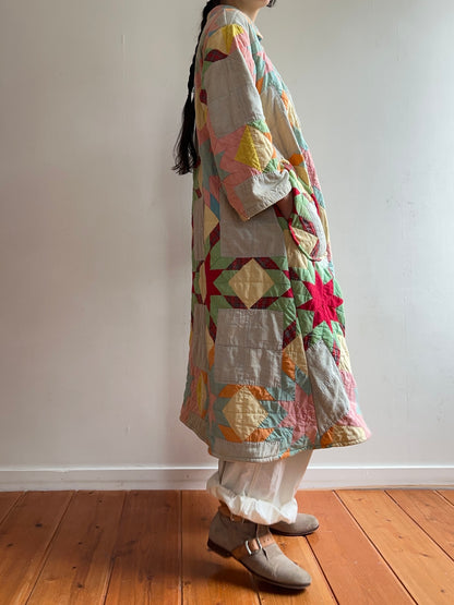 old quilt dress coat
