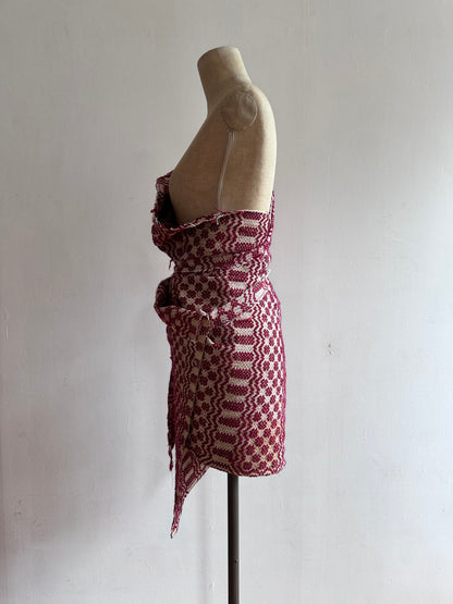 old coverlet wrap short skirt / bordeaux