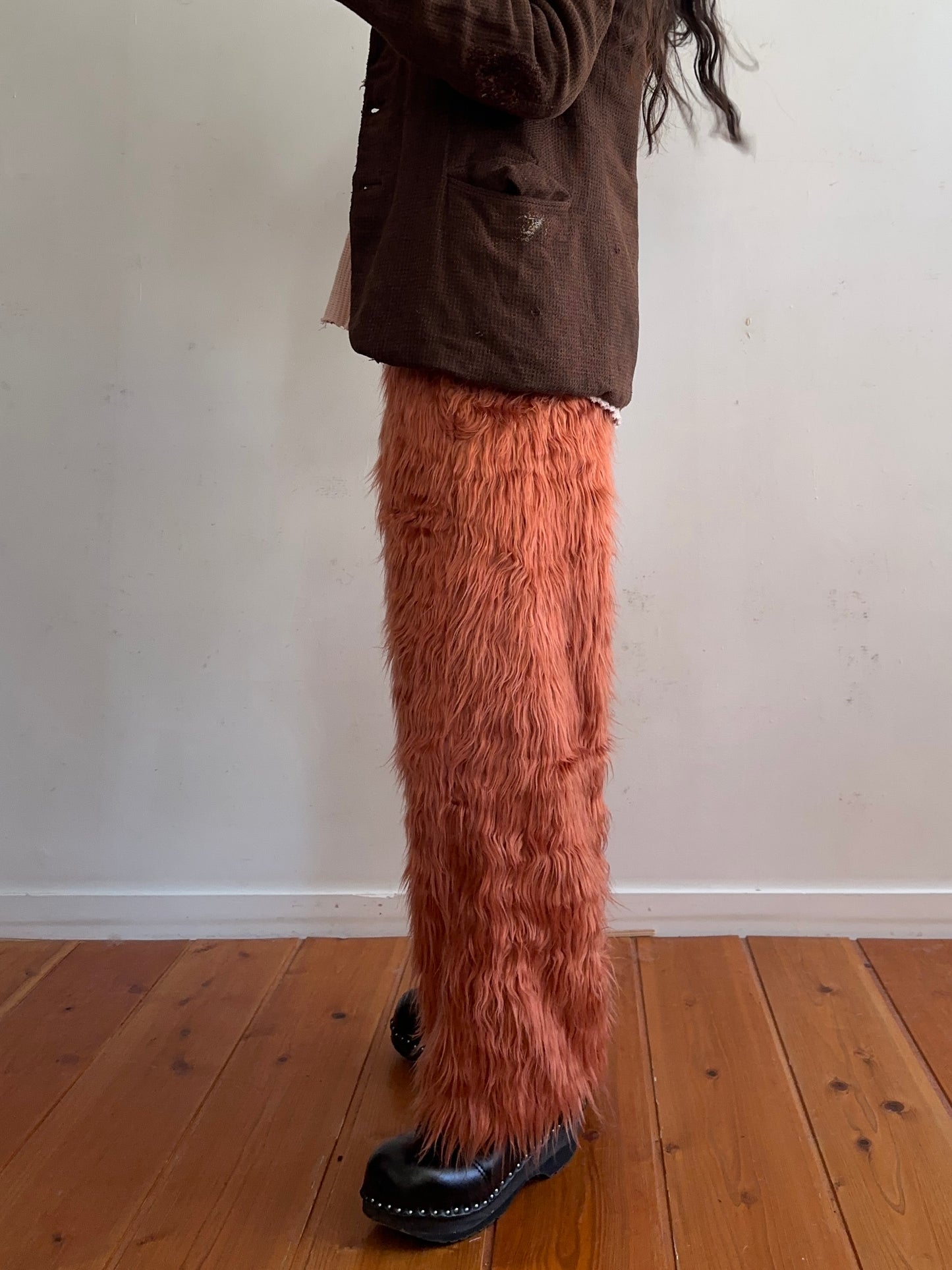 old fur pants /pink brown