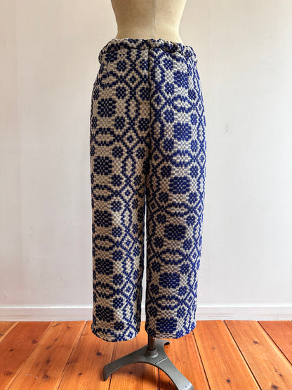 old coverlet wide tuck pants / navy× white