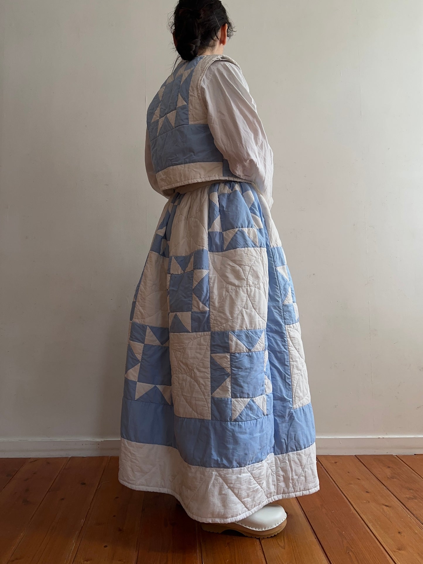 old quilt gather skirt