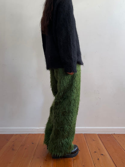 old fur pants / green