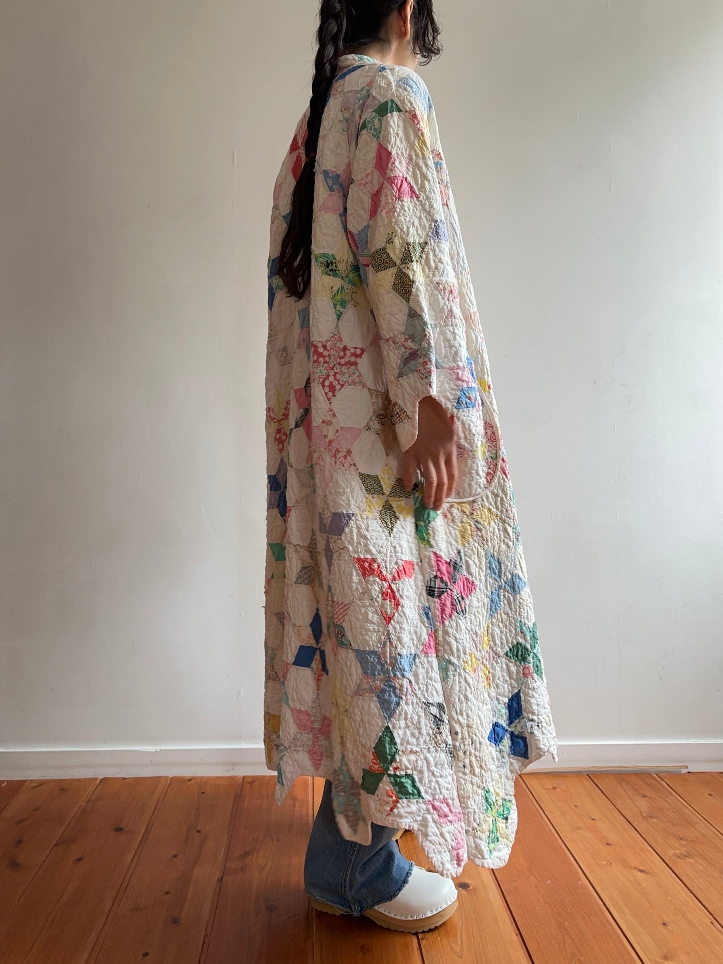 old quilt dress coat