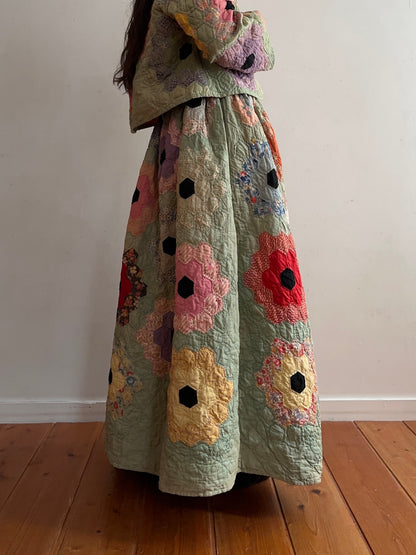 old quilt gather skirt