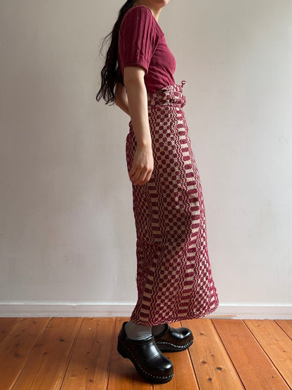 old coverlet wrap long skirt / bordeaux