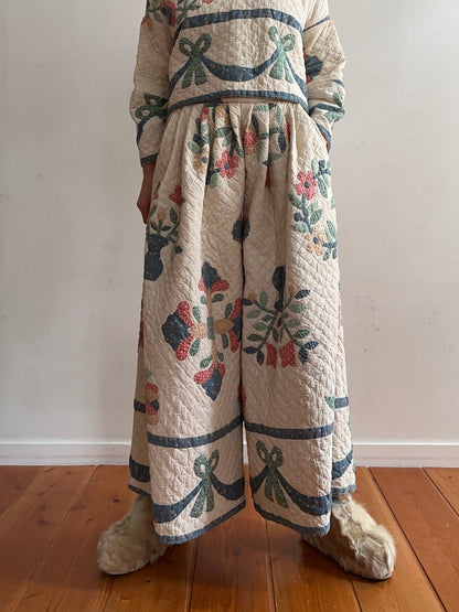 old quilt many tuck pants