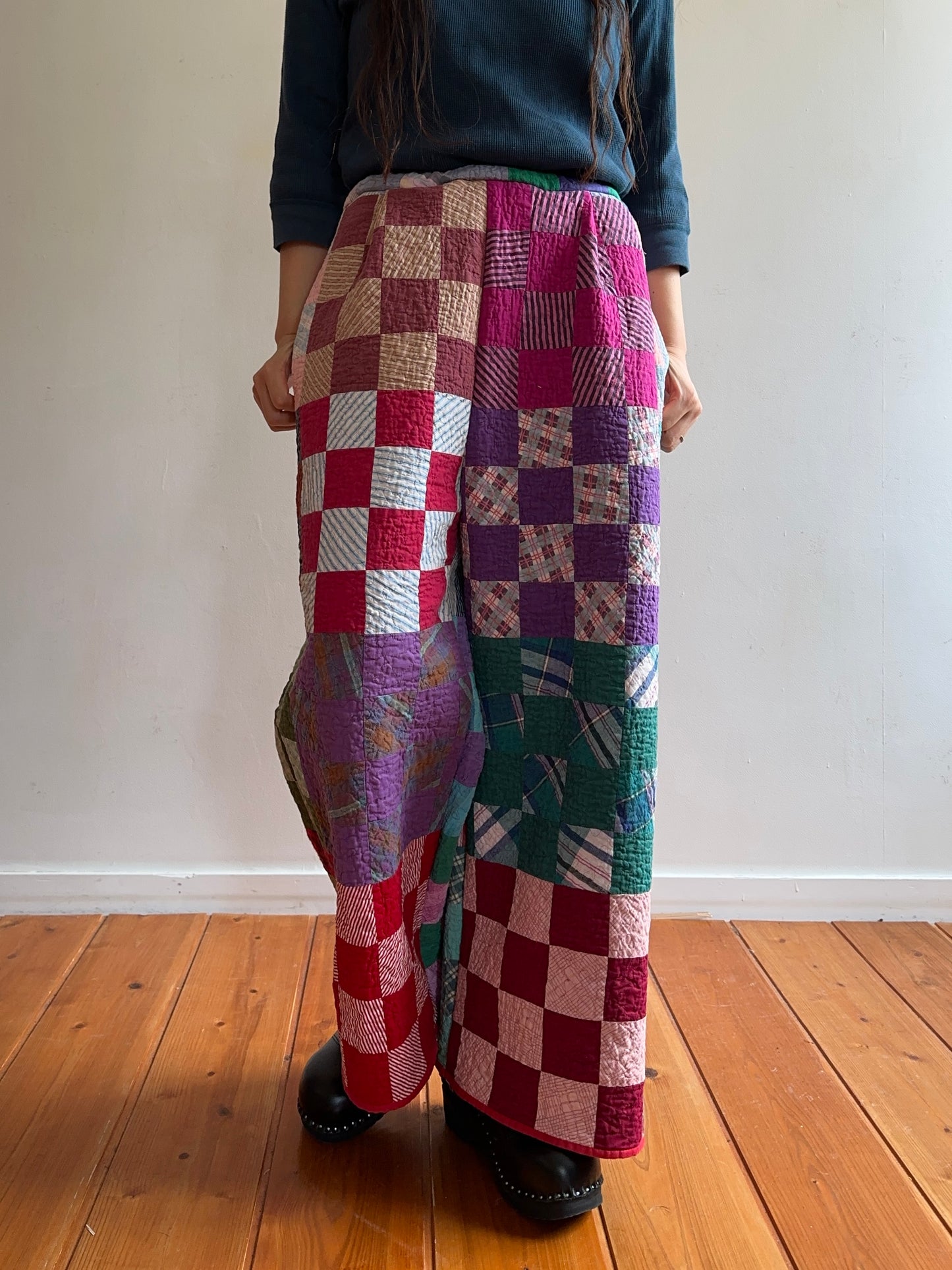 old quilt tuck wide pants