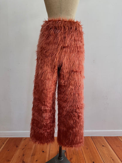 old fur pants /pink brown