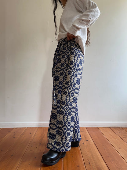 old coverlet wide tuck pants / navy× white