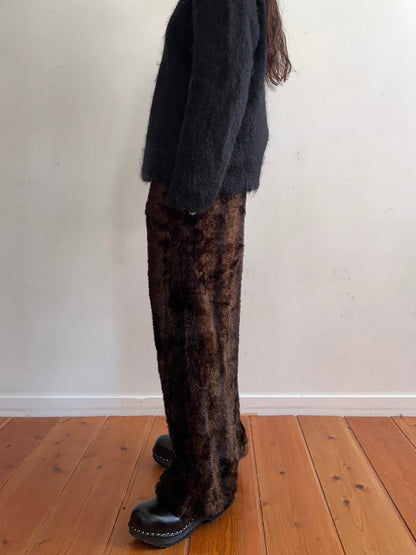 old fur pants / dark brown stripe