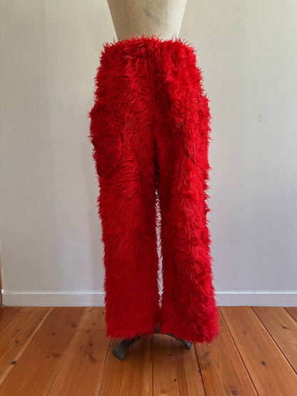 old fur pants / red
