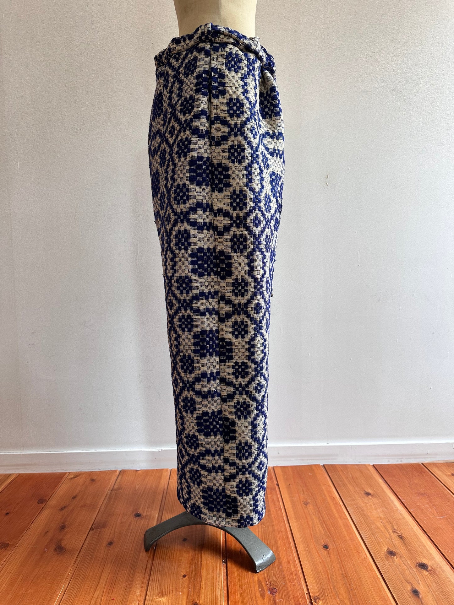 old coverlet wide tuck pants / navy× white