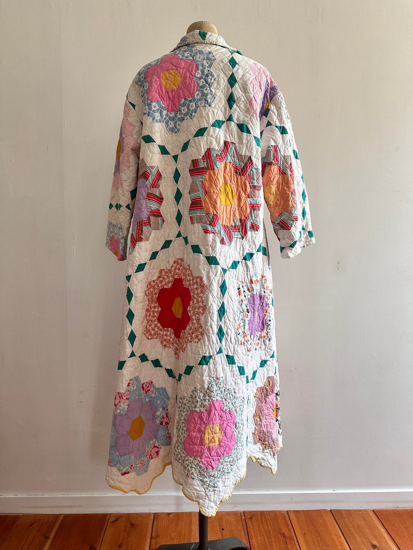old quilt dress coat