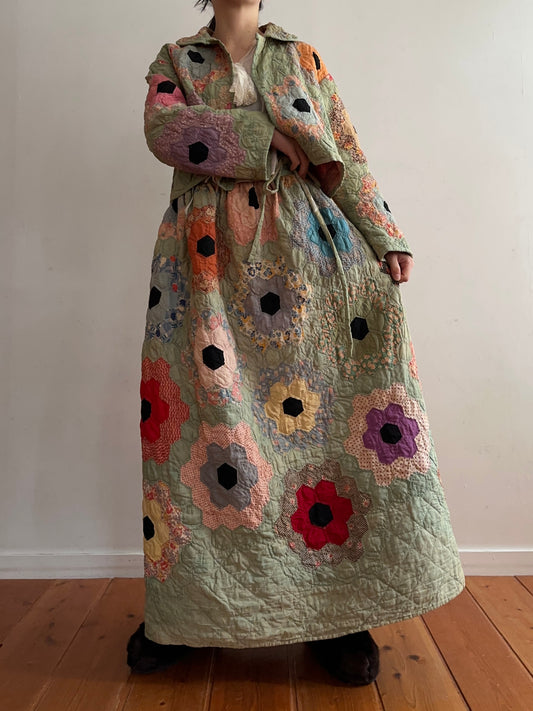 old quilt gather skirt