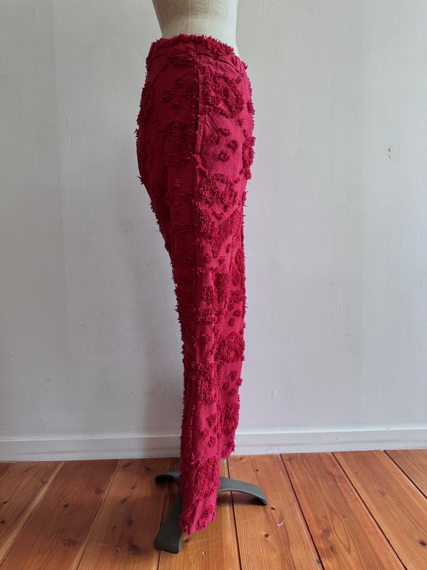 old chenille slim flare pants / ruby