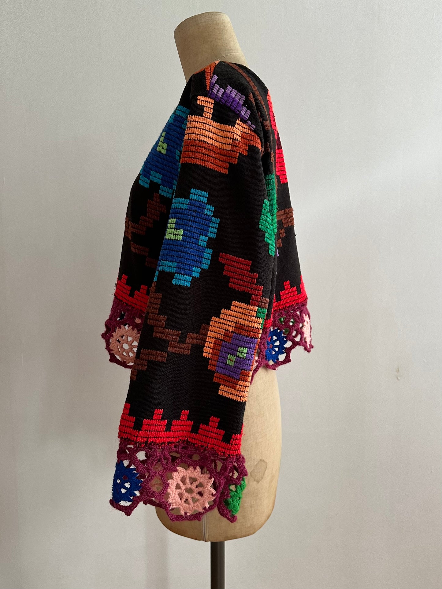 flowers hand stitch short tops