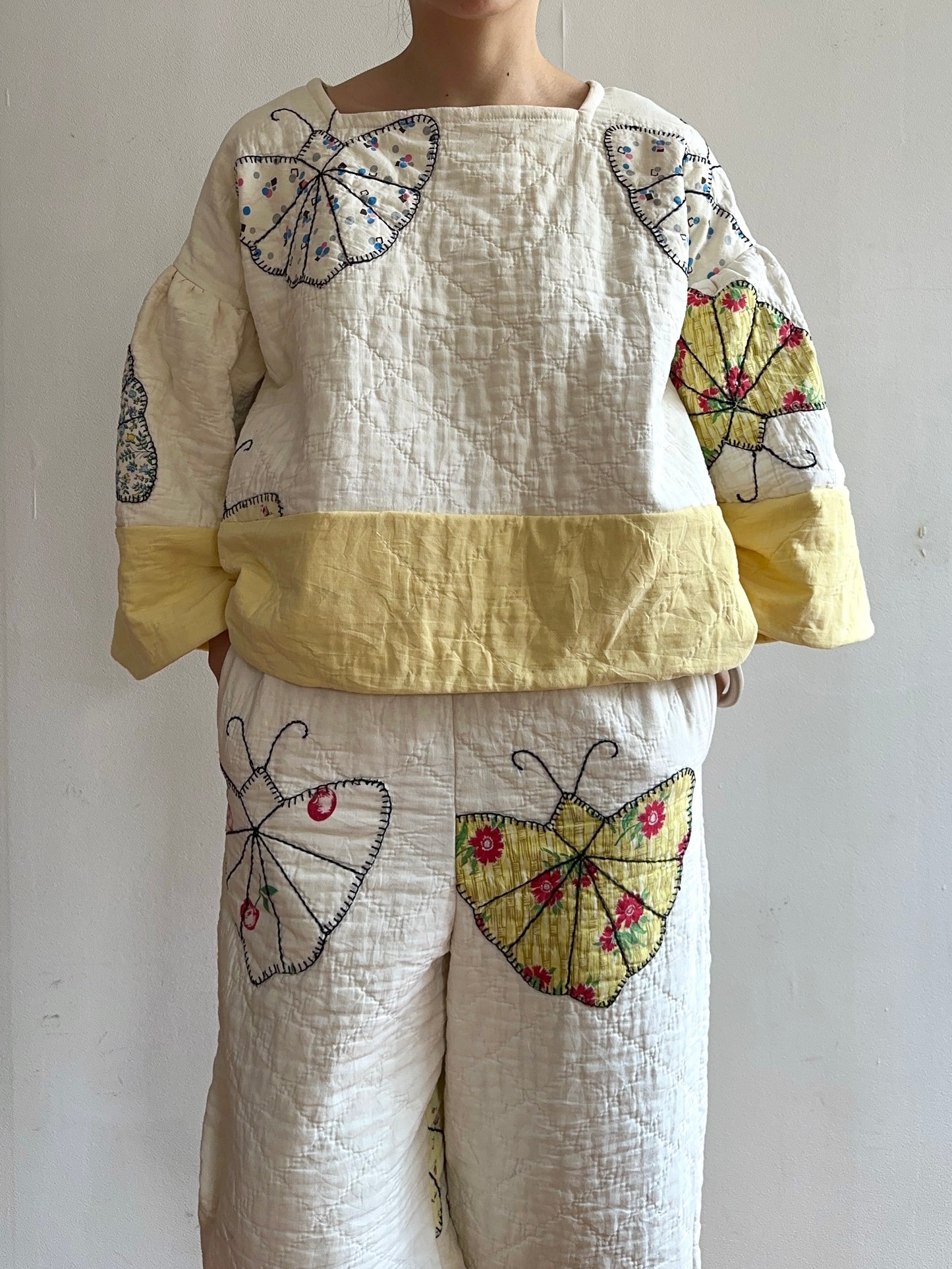old quilt butterfly puff tops