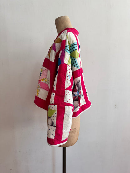 old quilt lantern sleeves short jacket