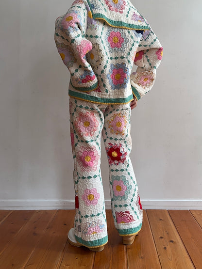 old quilt slim flare pants