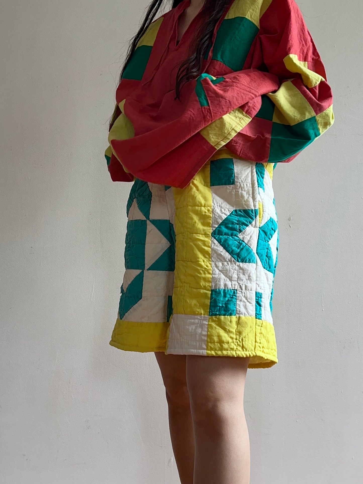 old quilt short pants