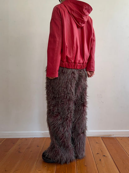 old fur pants / peacock mauve