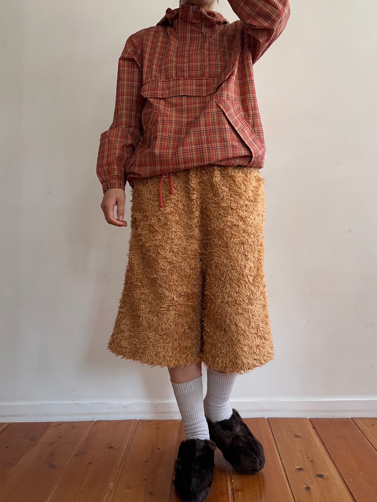 old fur half pants / apricot