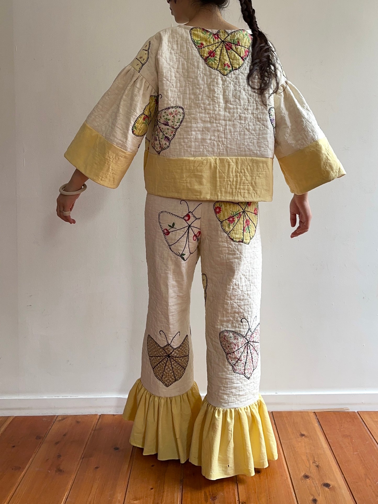 old quilt butterfly puff tops