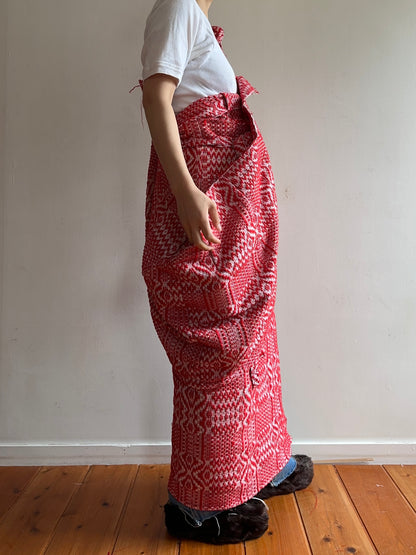 old coverlet wrap long skirt / red