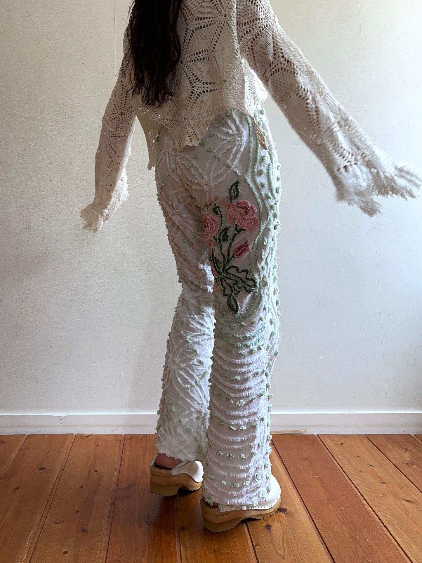 old chenille slim flare pants / muscat